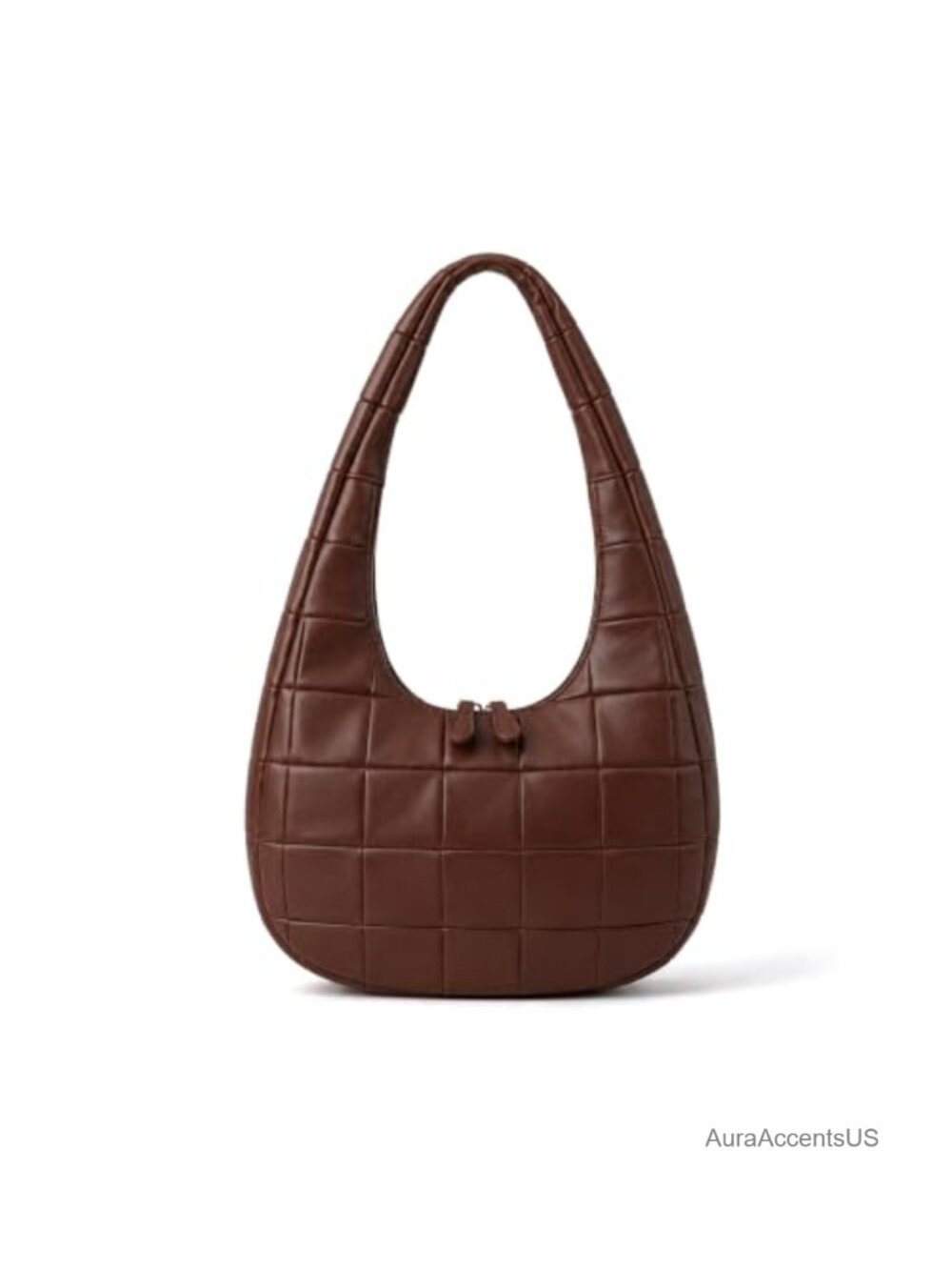 Soft PU Leather Crescent Hobo Shoulder Bag Vintage Dual Zipper Underarm Purse